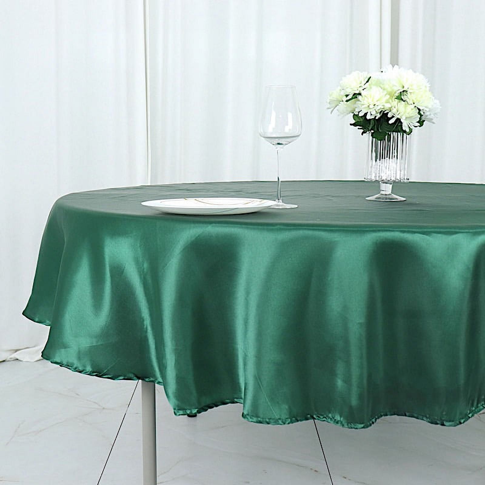 BalsaCircle 90" Hunter Green Round Satin Tablecloth Table Covers