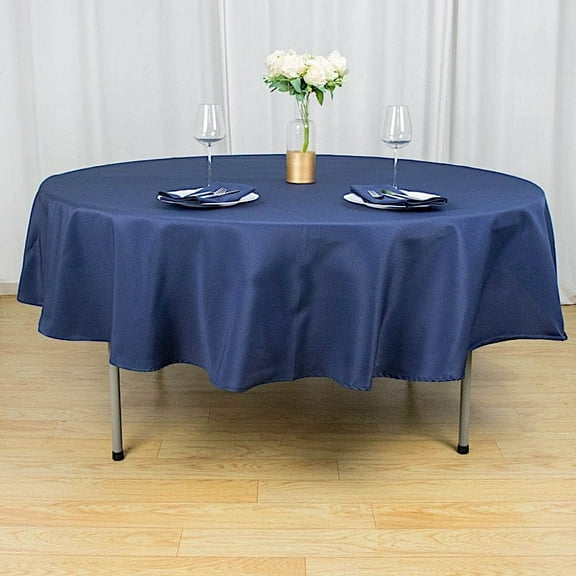 BalsaCircle 90" Navy Blue Round Premium Polyester Tablecloth Wedding Table Linens