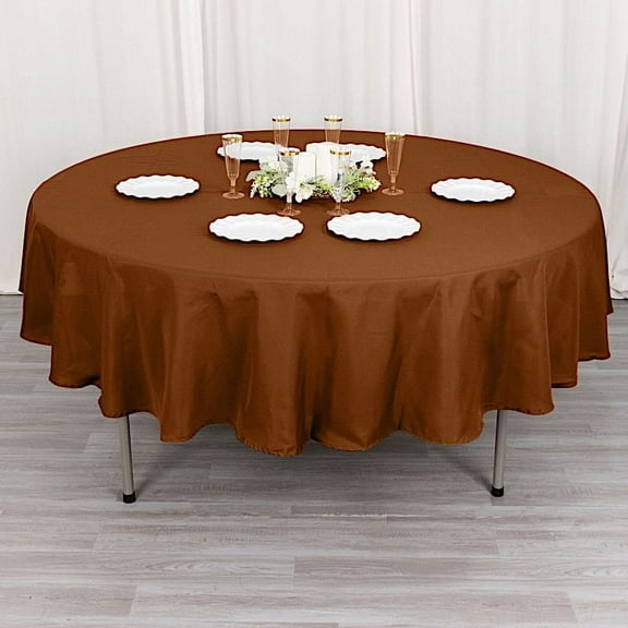 BalsaCircle 90" Round Polyester Tablecloth Wedding Table Linens Cinnamon Brown