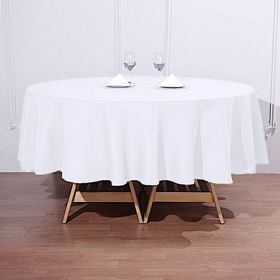 BalsaCircle 90" Round Polyester Tablecloth Wedding Table Linens White