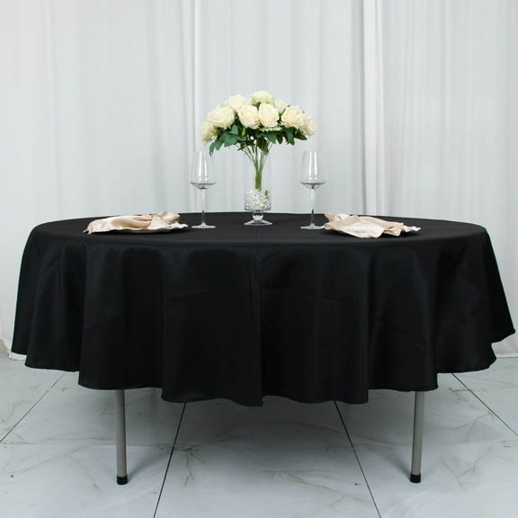 BalsaCircle 90" Round Premium Polyester Tablecloth Wedding Table Linens Black