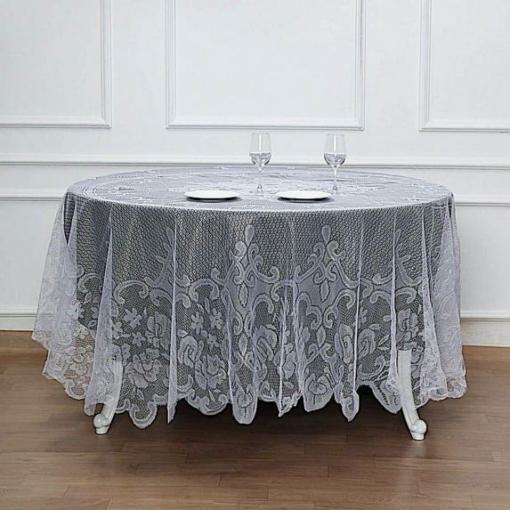 BalsaCircle 90" White Premium Lace Round Tablecloth Table Linens Reception Decorations