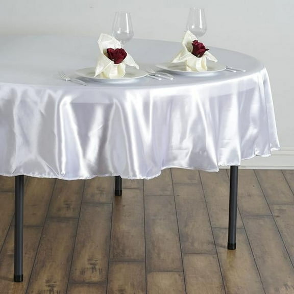 BalsaCircle 90" White Round Satin Tablecloth Table Covers Reception Catering Table Linens