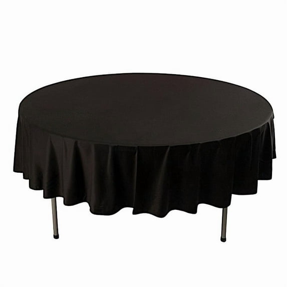 Balsa Circle 90 in Black Premium Scuba Polyester Round Tablecloth Party Linens Events Reception Decorations Supplies
