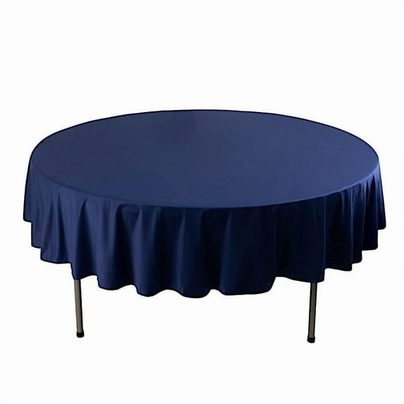 Balsa Circle 90 in Navy Blue Premium Scuba Polyester Round Tablecloth Party Linens Events Reception Decorations Supplies