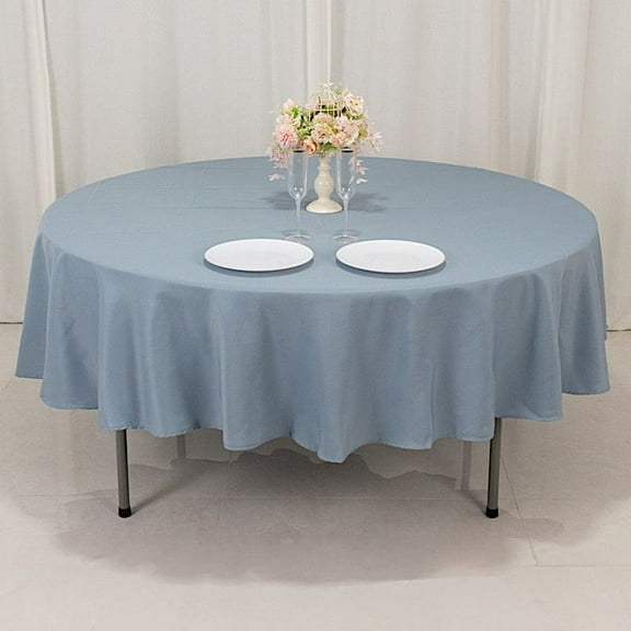 BalsaCircle 90 inch Dusty Blue Round Premium Polyester Tablecloth Fabric Table Cover Linens for Wedding Party Banquet Reception