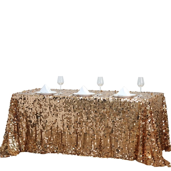 BalsaCircle 90" x 132" Big Payette Sequin Tablecloth Gold