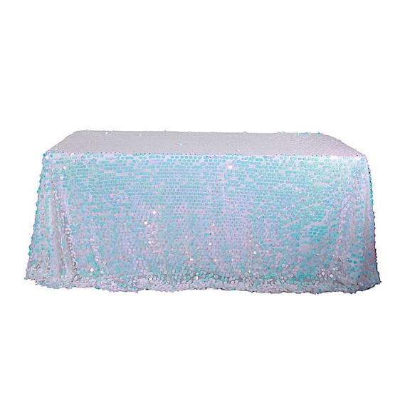 BalsaCircle 90" x 132" Big Payette Sequin Tablecloth Iridescent Blue
