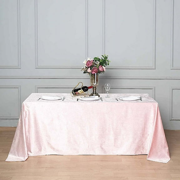 BalsaCircle 90" x 132" Blush Rectangular Premium Velvet Tablecloth Table Linens