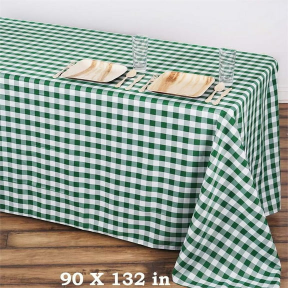 BalsaCircle 90" x 132" Checkered Tablecloth Wedding Party Table Linens Green and White
