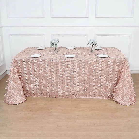 BalsaCircle 90" x 132" Dusty Rose Leaf Petals Taffeta Rectangle Tablecloth Reception Catering