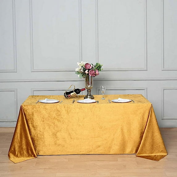 BalsaCircle 90" x 132" Gold Rectangular Premium Velvet Tablecloth Table Linens