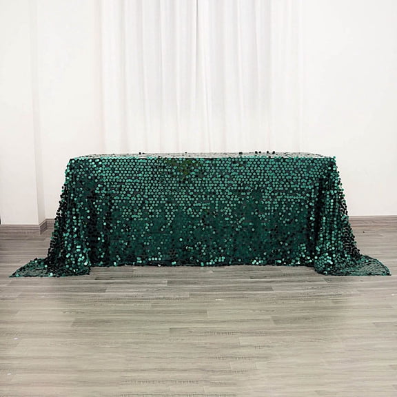 BalsaCircle 90" x 132" Hunter Green Big Payette Sequin Tablecloth Dining Table Linens