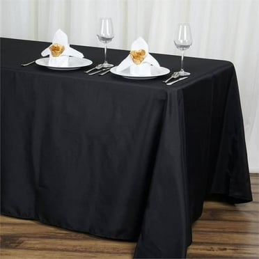 BalsaCircle 90" x 132" Polyester Rectangular Tablecloth - Black