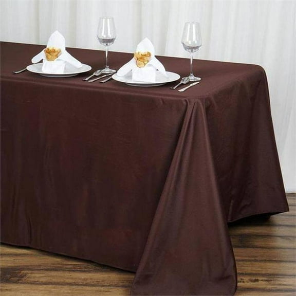 BalsaCircle 90" x 132" Polyester Rectangular Tablecloth Chocolate Brown