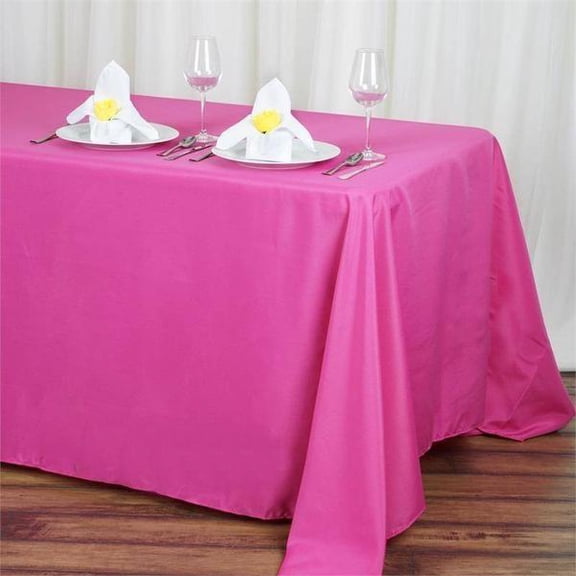 BalsaCircle 90" x 132" Polyester Rectangular Tablecloth Fuchsia