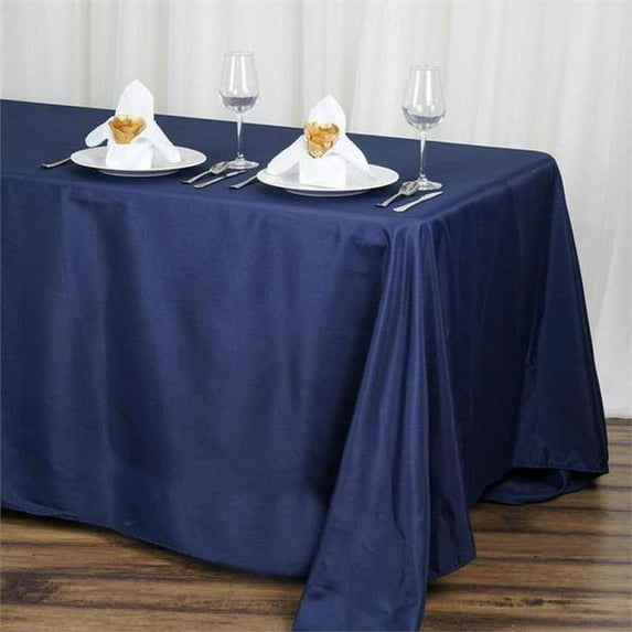 BalsaCircle 90" x 132" Polyester Rectangular Tablecloth Navy Blue