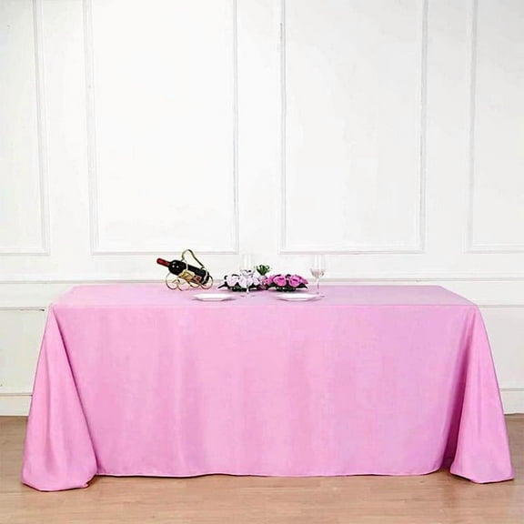 BalsaCircle 90" x 132" Polyester Rectangular Tablecloth Pink