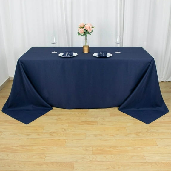 Balsa Circle 90" x 132" Premium Polyester Rectangular Tablecloth Table Linens Navy Blue