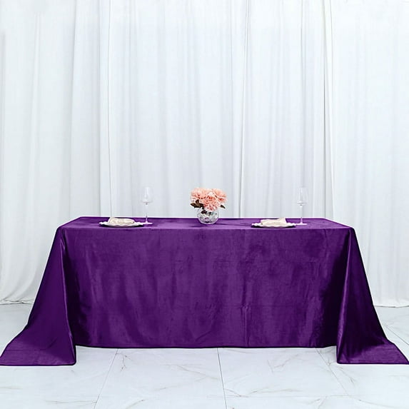 BalsaCircle 90" x 132" Purple Rectangular Premium Velvet Tablecloth Table Linens