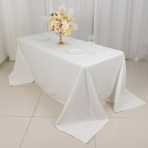 BalsaCircle 90" x 132" Rectangular Cotton Wedding Tablecloth Linens White