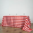 thumbnail image 1 of BalsaCircle 90" x 132" Red White Stripes Satin Rectangle Tablecloth Event Dining Table Linen, 1 of 4