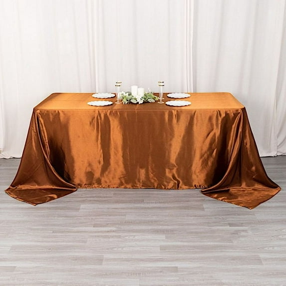 BalsaCircle 90" x 132" Satin Rectangular Tablecloth Cinnamon Brown