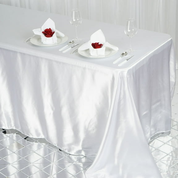 BalsaCircle 90" x 132" Satin Rectangular Tablecloth White
