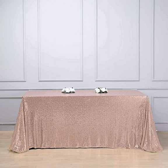 BalsaCircle 90" x 132" Sequin Rectangular Tablecloth Blush