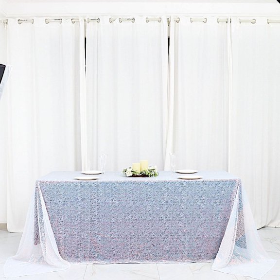 BalsaCircle 90" x 132" Sequin Rectangular Tablecloth Iridescent Blue
