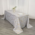 thumbnail image 1 of BalsaCircle 90" x 132" Silver Gold Metallic Geometric Design Polyester Rectangle Tablecloth Event, 1 of 8