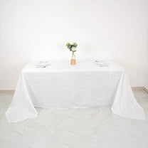 BalsaCircle 90" x 132" White Accordion Crinkle Taffeta Rectangular Tablecloth Reception