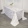 thumbnail image 1 of BalsaCircle 90" x 132" White Gold Metallic Geometric Design Polyester Rectangle Tablecloth Event, 1 of 8