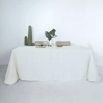 BalsaCircle 90" x 132" White Rectangular Premium Polyester Faux Burlap Tablecloth Reception