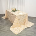 thumbnail image 1 of BalsaCircle 90" x 156" Beige Gold Metallic Geometric Design Polyester Rectangle Tablecloth, 1 of 8