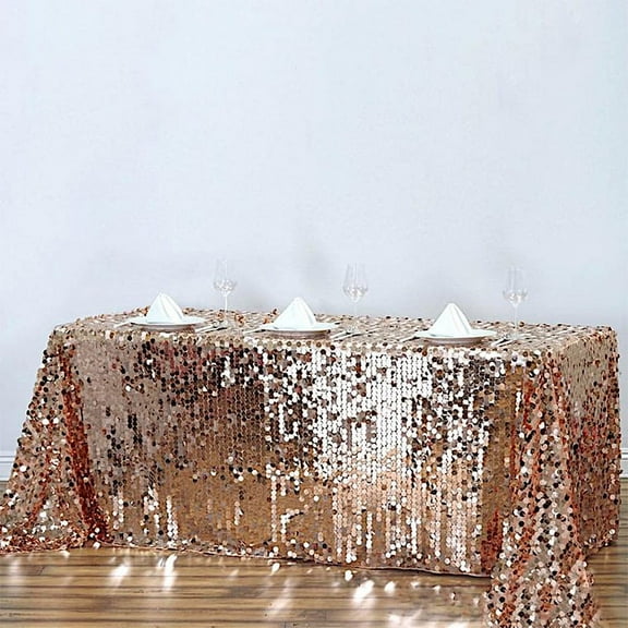 BalsaCircle 90" x 156" Big Payette Sequin Tablecloth Blush