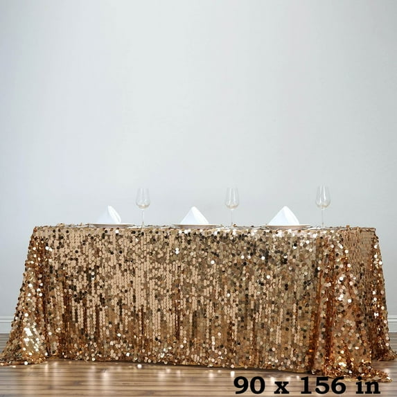 BalsaCircle 90" x 156" Big Payette Sequin Tablecloth Gold