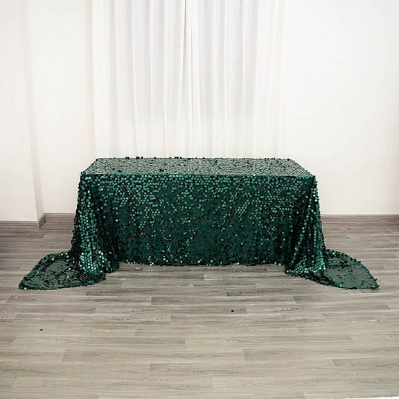 BalsaCircle 90" x 156" Big Payette Sequin Tablecloth Hunter Green