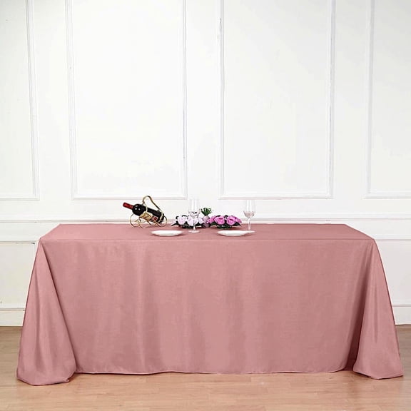 BalsaCircle 90" x 156" Polyester Rectangular Tablecloth Dusty Rose
