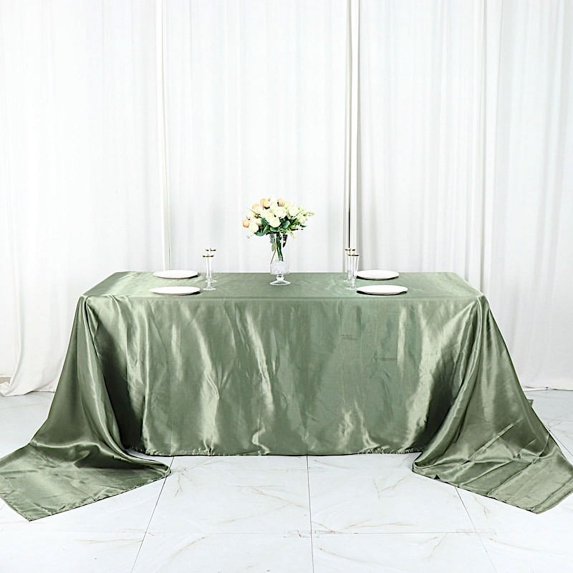 BalsaCircle 90" x 156" Satin Rectangular Tablecloth Eucalyptus Sage Green