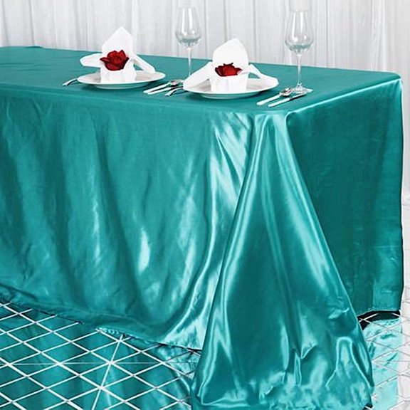 BalsaCircle 90" x 156" Satin Rectangular Tablecloth Turquoise