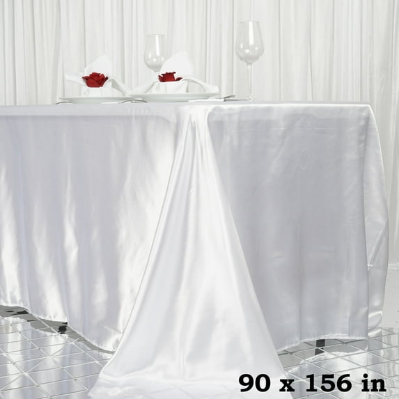 BalsaCircle 90" x 156" Satin Rectangular Tablecloth White