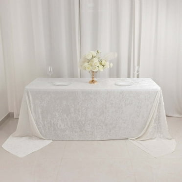 BalsaCircle 90" x 156" White Crushed Rectangular Velvet Tablecloth Table Linens