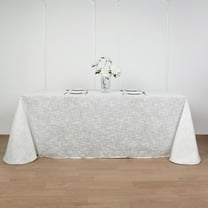 BalsaCircle 90" x 156" White Rectangular Premium Polyester Faux Burlap Tablecloth Reception