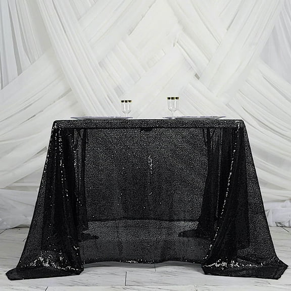 BalsaCircle 90" x 90" Black Square Sequined Table Overlays Wedding Party Tablecloth