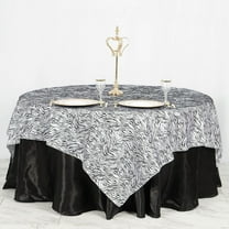 Balsa Circle 90" x 90" Black White Safari Animal Print Mini Zebra Overlay Party Tablecloth