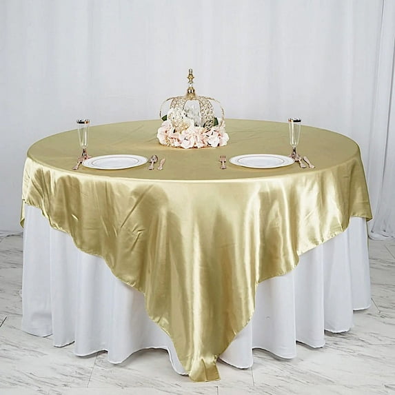 BalsaCircle 90" x 90" Champagne Square Satin Table Overlays Wedding Party Tablecloth Catering