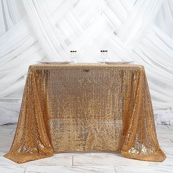 BalsaCircle 90" x 90" Gold Square Sequined Table Overlays Wedding Party Tablecloth