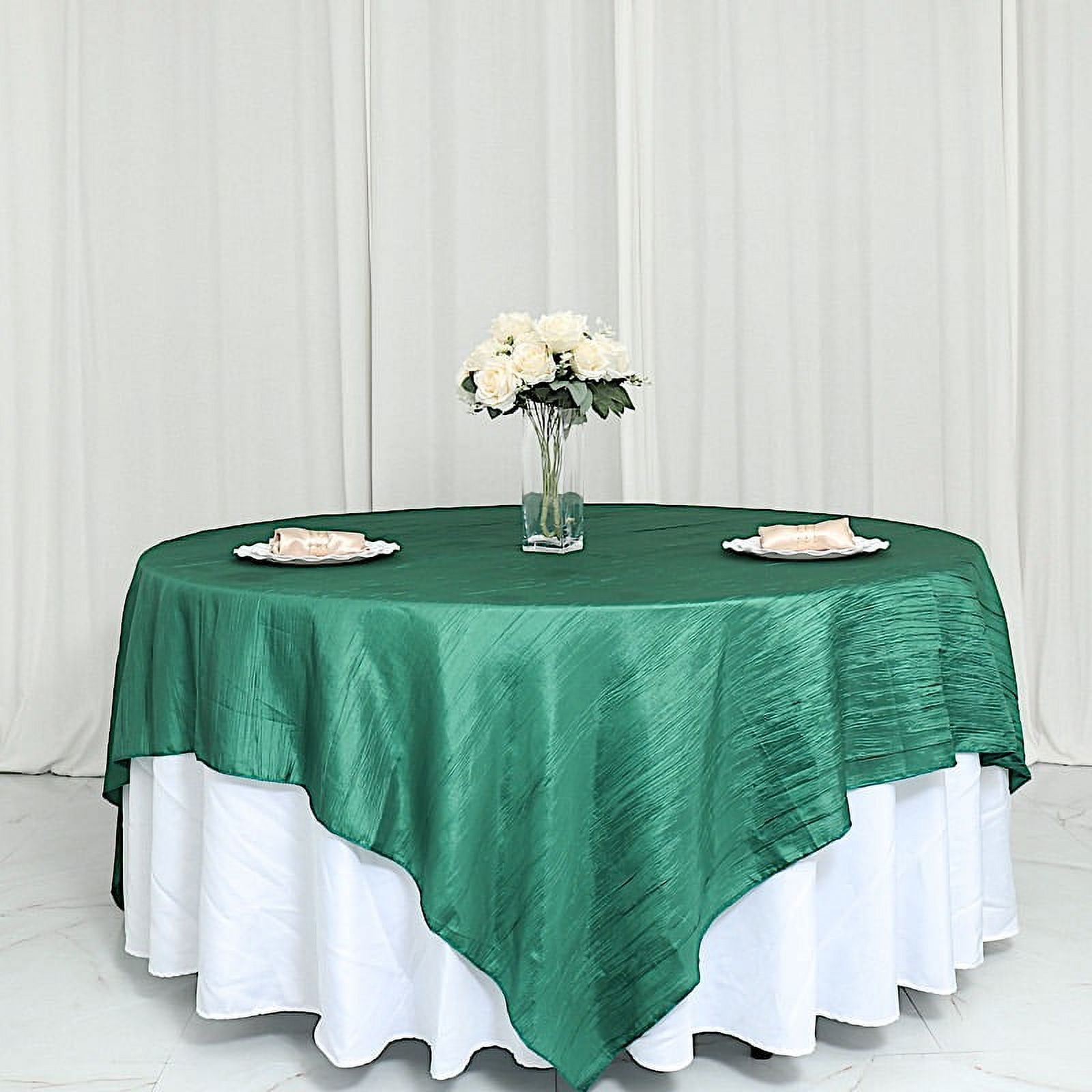 BalsaCircle 90" x 90" Hunter Green Metallic Crinkled Taffeta Square ...
