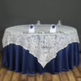 thumbnail image 1 of BalsaCircle 90" x 90" Ivory Square Flower Lace Table Overlays Wedding Party Tablecloth, 1 of 4